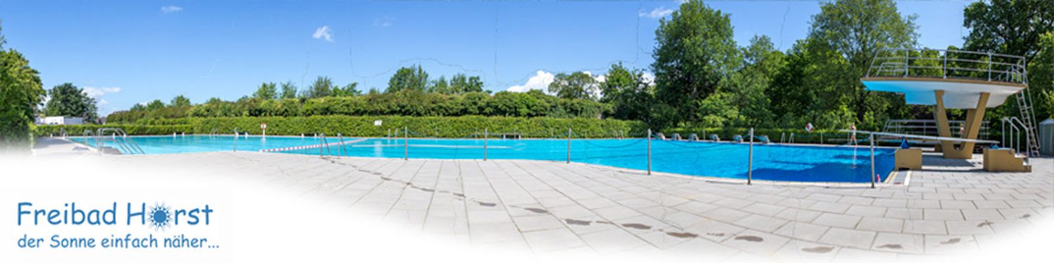 Das Schwimmbecken des Freibad Horst an einem sonnigen Sommertag
